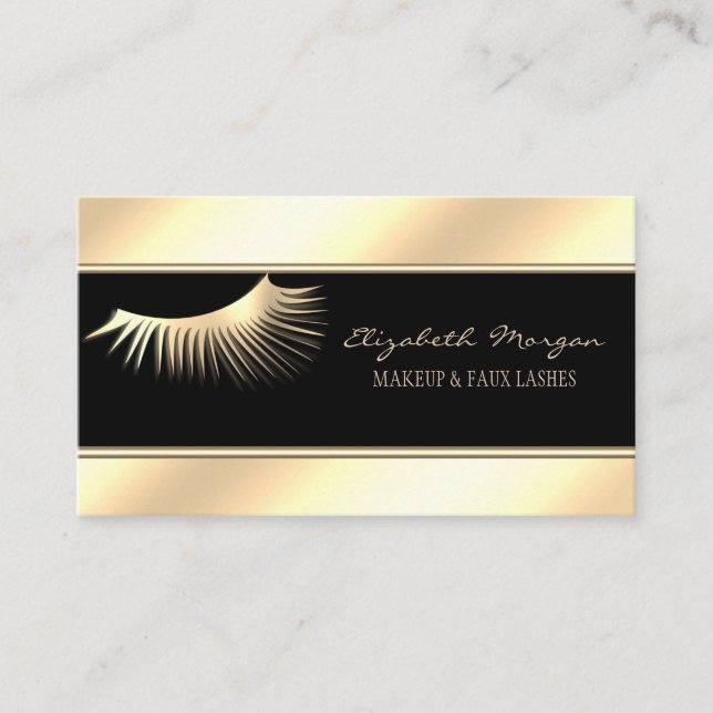 Elegant Modern Rand, Guld Faux Lash Visitkort (Framsida)
