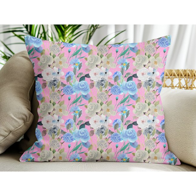 Elegant Modern Rand Rosa av visklik Blommigt Kudde (Skapare uppladdad)