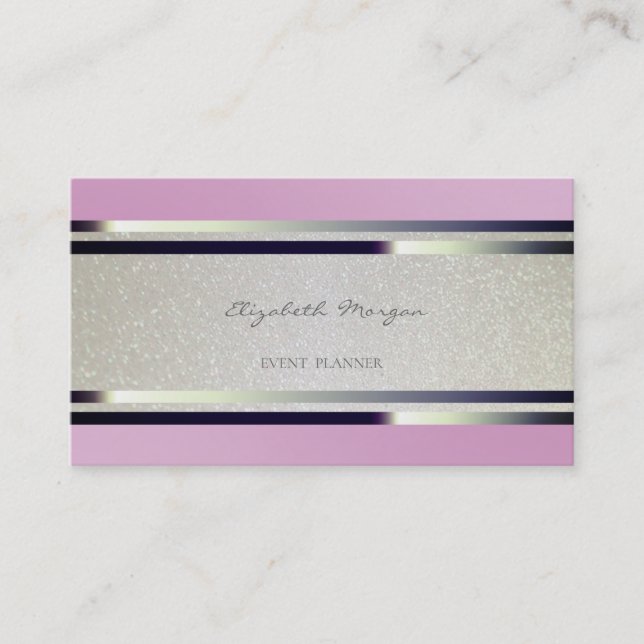 Elegant Modern Randig ,Glitter Visitkort (Framsida)