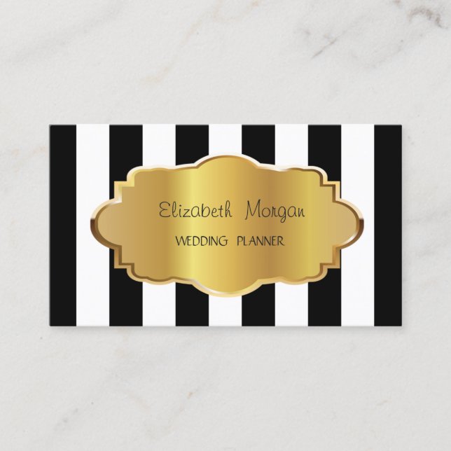 Elegant Modern Randig, Guld Ram Visitkort (Framsida)