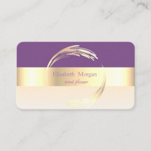 Elegant Modern Randig Stilfull Violett, Guld Visitkort