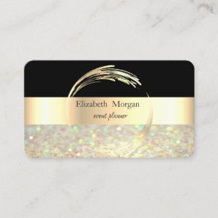 Elegant Modern Randig Svart,Glitter Bokeh Visitkort