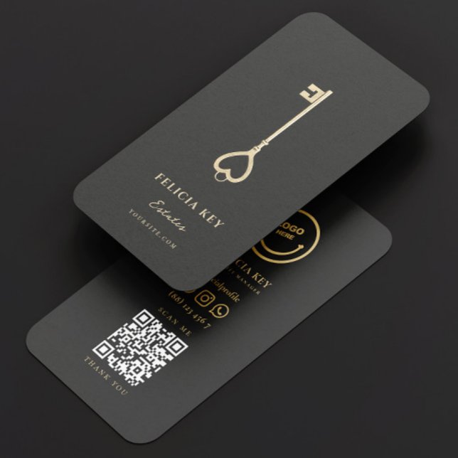 Elegant Modern Realtor Mörk Grått Guld Real Gods Visitkort (Elegant Modern Realtor Real Estate Agent Business Card
)