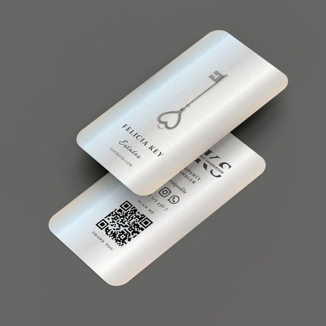 Elegant Modern Realtor Real Gods Silver Visitkort (Elegant Modern Realtor Real Estate Silver Business Card
)