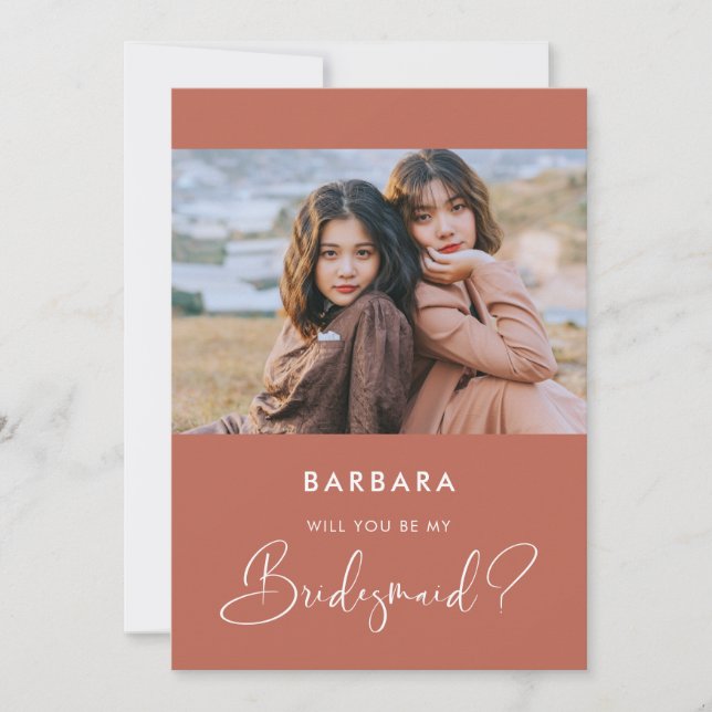 Elegant modern Red clay Bridesmaid frieri kort (Framsida)