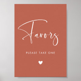 Elegant & Modern Red clay bröllop Favorittecken Poster