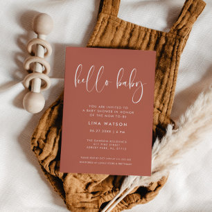 Elegant & Modern Red clay Hej Baby Inbjudningar
