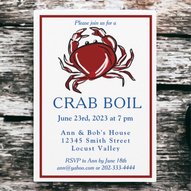 Elegant Modern Red Crab Boil Party Inbjudningar (Skapare uppladdad)