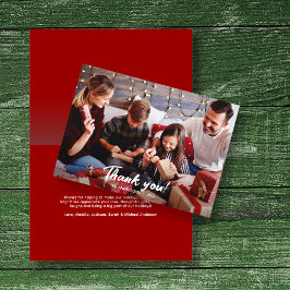Elegant Modern Red Helgdag Photo Tack Kort