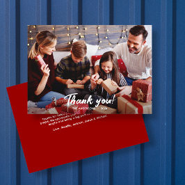 Elegant Modern Red Helgdag Photo Tack Kort
