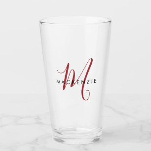 Elegant Modern Red Script Monogram Glaskopp