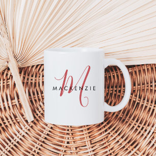Elegant Modern Red Script Monogram Kaffemugg