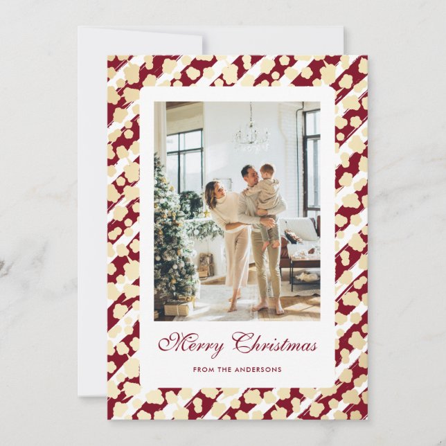 Elegant Modern Red White Photo God jul Julkort (Framsida)