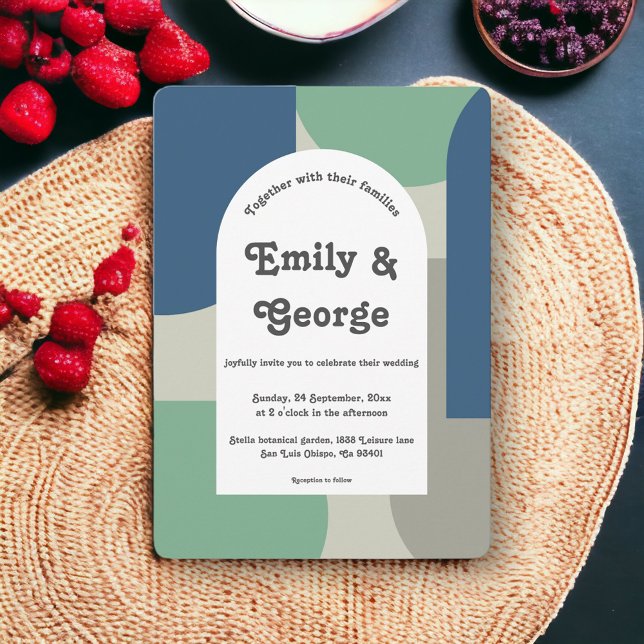 Elegant Modern Retro Classy Chic Abstrakt Bröllop Inbjudningar (Skapare uppladdad)