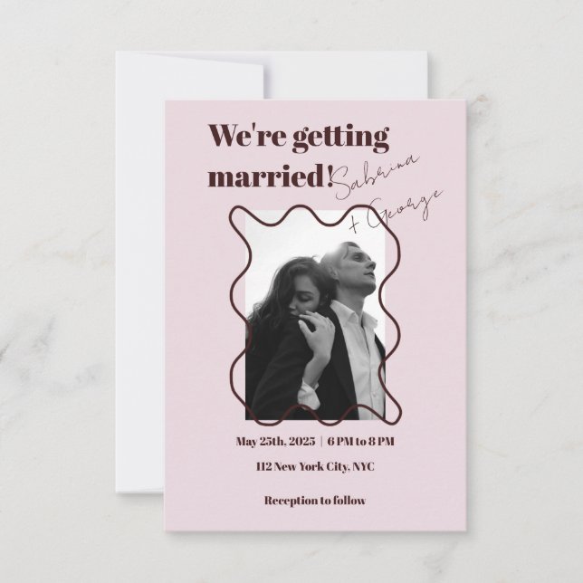 Elegant Modern Retro-foto QR-kod Bröllop Inbjudningar (Framsida)