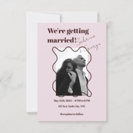 Elegant Modern Retro-foto QR-kod Bröllop Inbjudningar