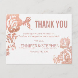 Elegant Modern Ro Blommigt Tack Postcard Vykort