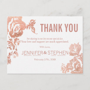 Elegant Modern Ro Blommigt Tack Postcard Vykort