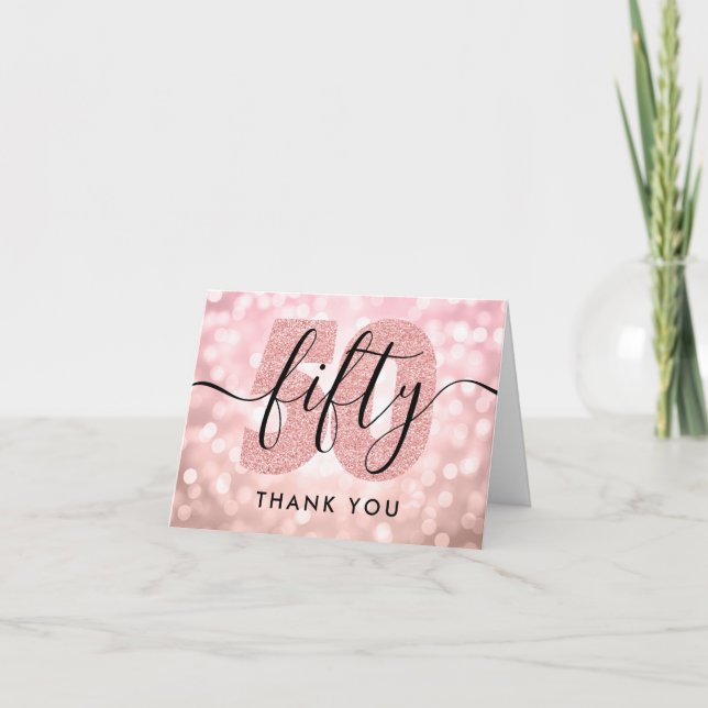 Elegant Modern Ro Guld 50:e födelsedag Tack (Framsida)