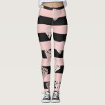 Elegant modern ro guld-diamant rand mönster leggings<br><div class="desc">Girlig design med rosa och svart rand,  faux ro guld diamant mönster.</div>