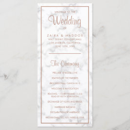 Elegant Modern Ro Guld Marble Bröllop Program
