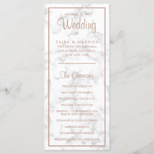 Elegant Modern Ro Guld Marble Bröllop Program