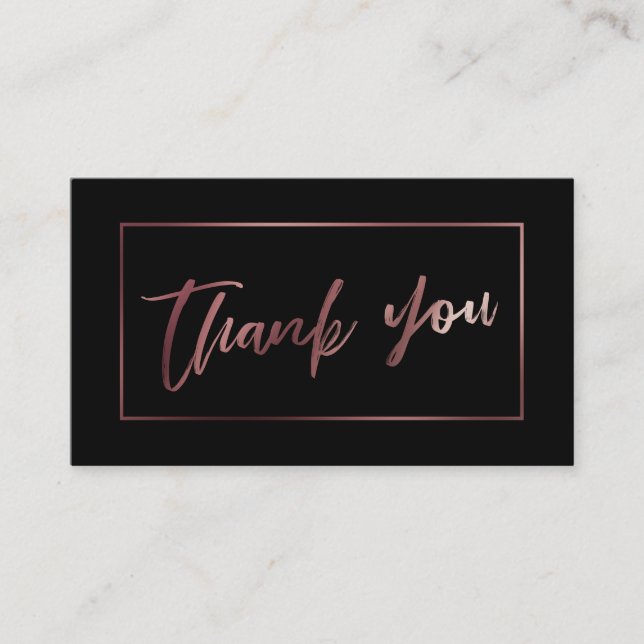 Elegant Modern Ro Guld på svart Tack infoga Tilläggskort (Framsida)