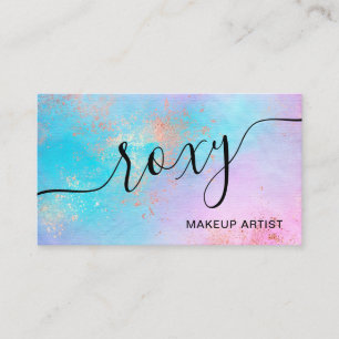 Elegant, modern ro guld vattenfärgsmakeup artist visitkort