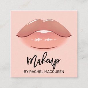 Elegant Modern Ro Rosa Läppar Makeup Artist Square Fyrkantigt Visitkort