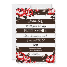 Elegant Modern Röd Blommig & Svart & Vita Ränder