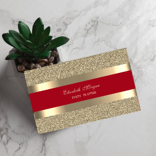 Elegant Modern, Röd Guld Randig Glitter Visitkort
