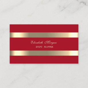 Elegant Modern, Röd, Guld Randig Visitkort