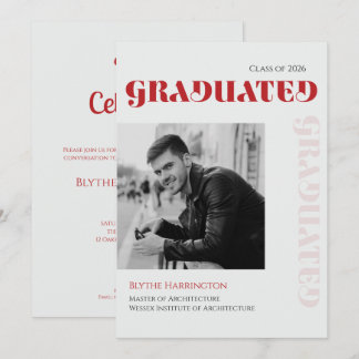 Elegant modern röd svart & grå typsnitt inbjudningar