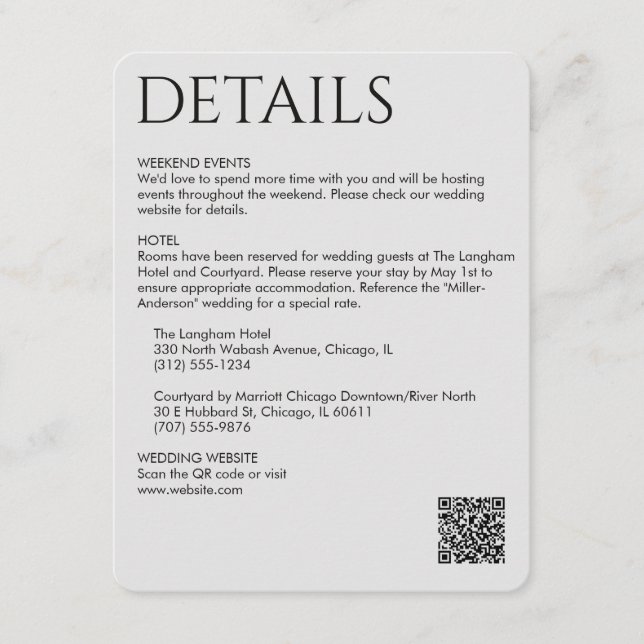 Elegant Modern Rök Svarta Detaljer Tilläggskort (Framsida)