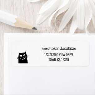 Elegant Modern Rolig Katt Glatt Returadress Etikett