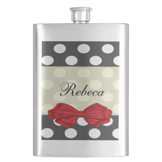 Elegant modern romantisk polka dots röd båge bröll fickplunta (Framsidan)