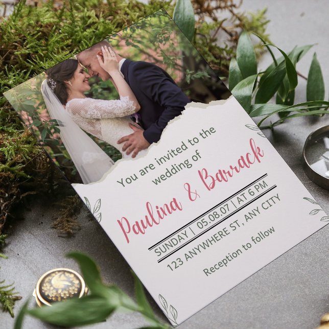 Elegant Modern Romantiskt minimalistiskt foto Bröl Inbjudningar (Skapare uppladdad)