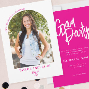 Elegant Modern Rosa Arch Photo Grad Party Inbjudningar