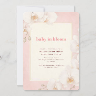 Elegant Modern Rosa Baby in Bloom Barnrumsfest Inbjudningar