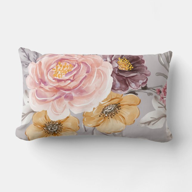 Elegant Modern Rosa Blommigt Dekorativ kudde (Framsida)