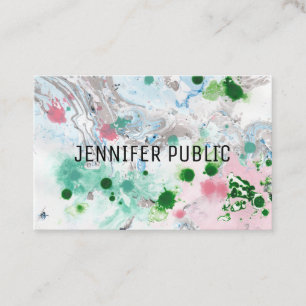 Elegant Modern Rosa Blue Grönt Abstrakt Template Visitkort