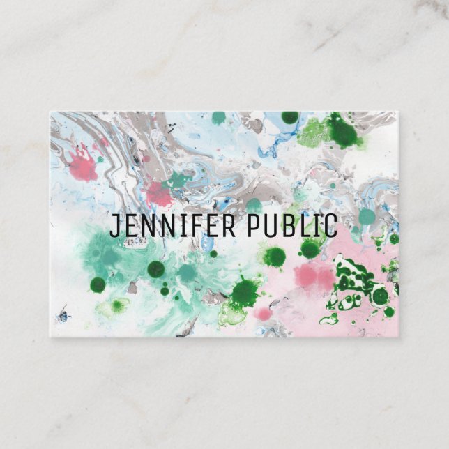 Elegant Modern Rosa Blue Grönt Abstrakt Template Visitkort (Framsida)