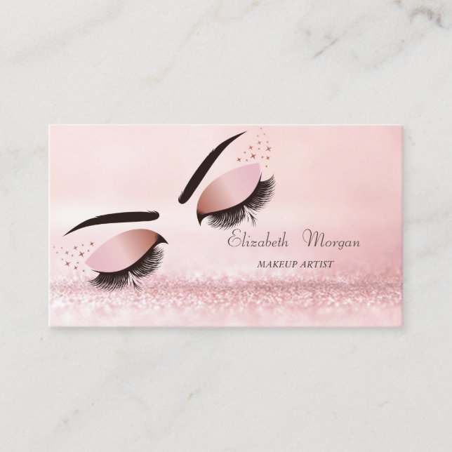 Elegant Modern Rosa Bokeh Faux Lash Visitkort (Framsida)