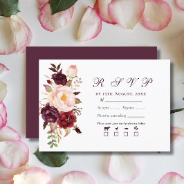 Elegant Modern Rosa & Burgunder Bouquet Bröllop OSA Kort