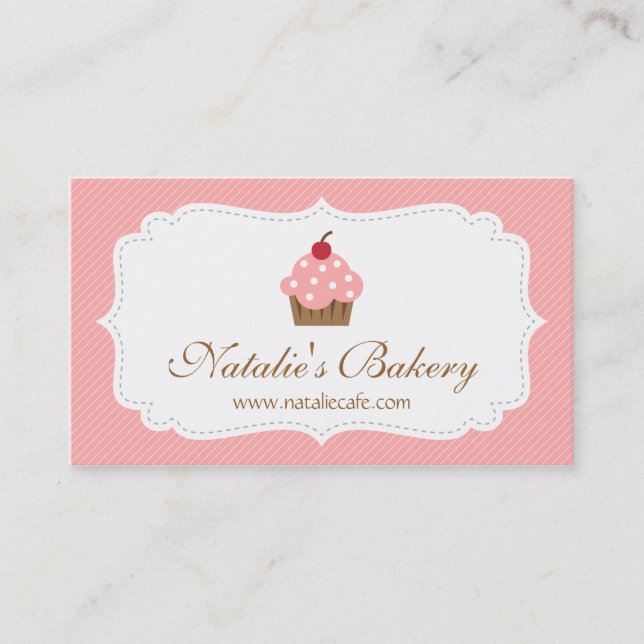 Elegant, Modern, Rosa Cupcake, Bageri Visitkort (Framsida)