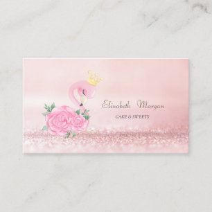 Elegant Modern Rosa Flamingo Bokeh Tårta Godis Visitkort