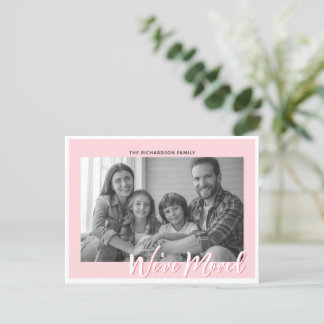 Elegant Modern Rosa Flytta Announcement Photo Vykort