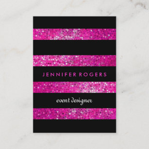 Elegant Modern Rosa Glitter & Black Rand Visitkort
