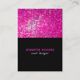 Elegant Modern Rosa Glitter med svart Visitkort