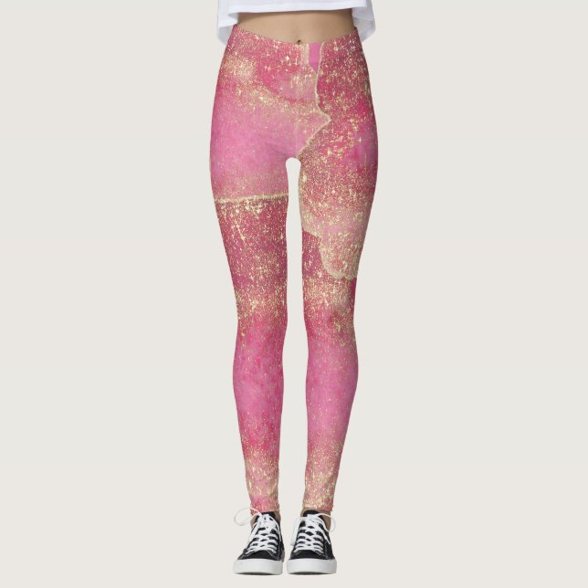Elegant Modern Rosa Glitter Sparkles Gift Leggings (Framsida)
